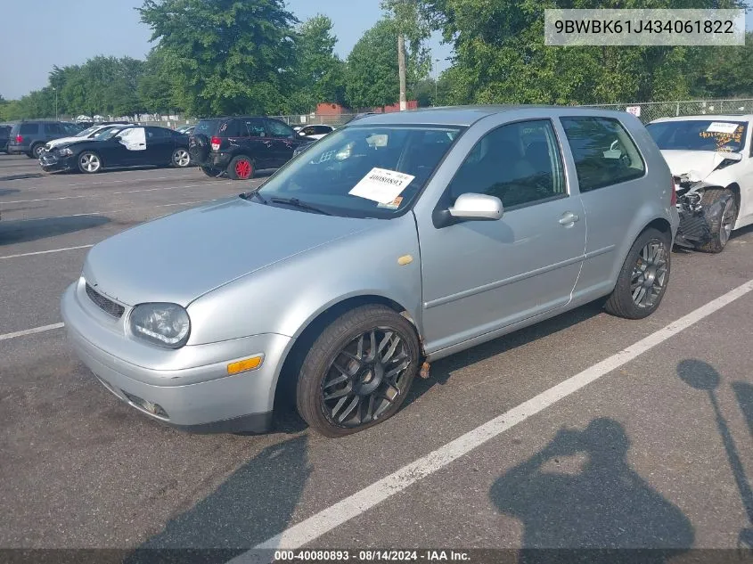 2003 Volkswagen Golf Gl/Gl 2.0L VIN: 9BWBK61J434061822 Lot: 40080893