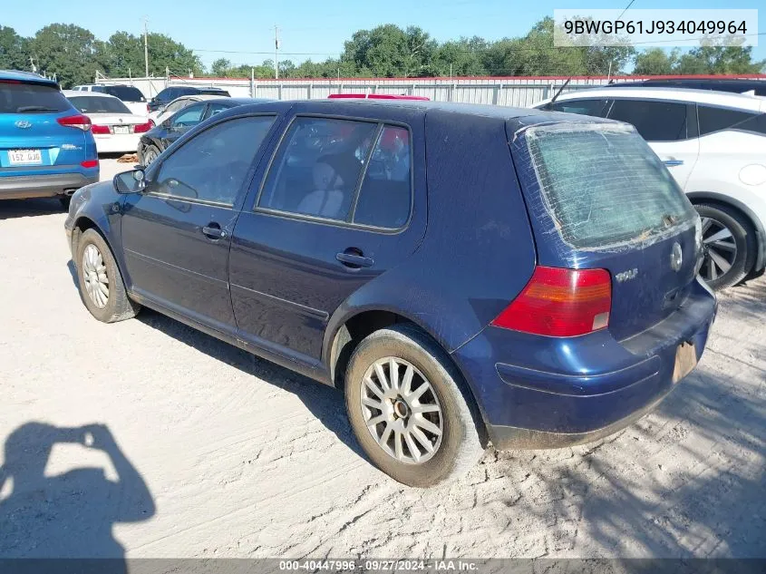 2003 Volkswagen Golf Gls Tdi VIN: 9BWGP61J934049964 Lot: 40447996