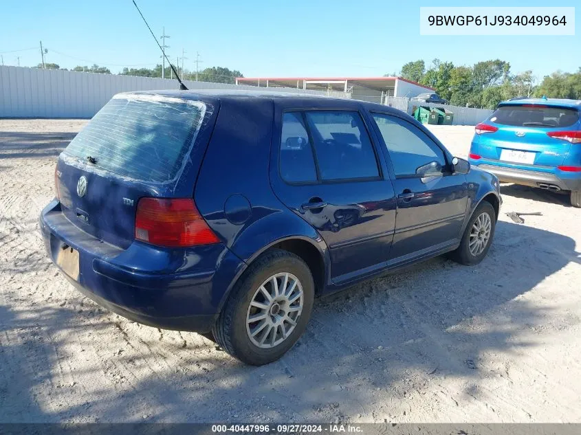 2003 Volkswagen Golf Gls Tdi VIN: 9BWGP61J934049964 Lot: 40447996