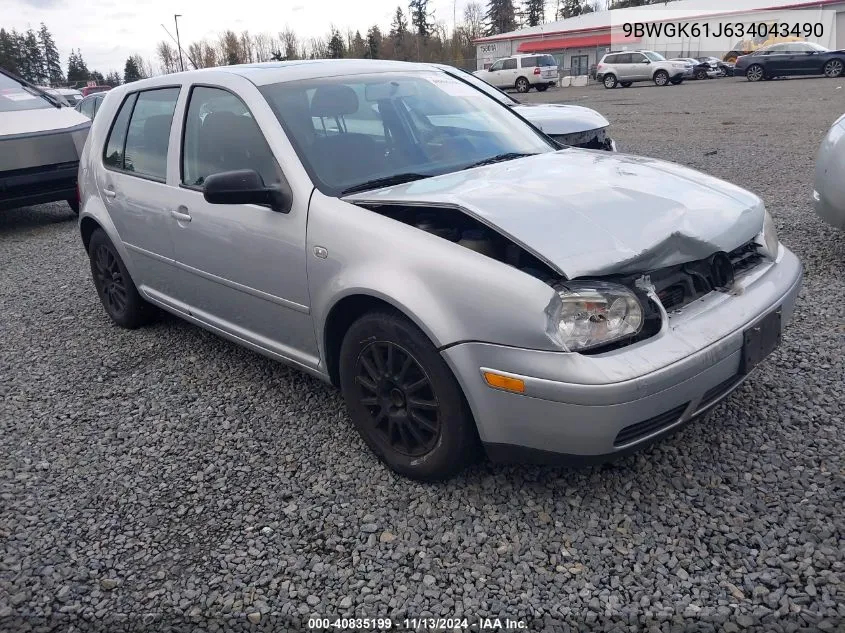 2003 Volkswagen Golf Gls 2.0L VIN: 9BWGK61J634043490 Lot: 40835199