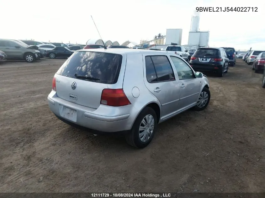 2004 Volkswagen Golf VIN: 9BWEL21J544022712 Lot: 12111729