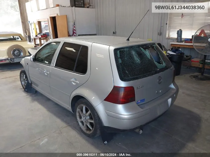 2004 Volkswagen Golf Gls 2.0L VIN: 9BWGL61J344038360 Lot: 39615311