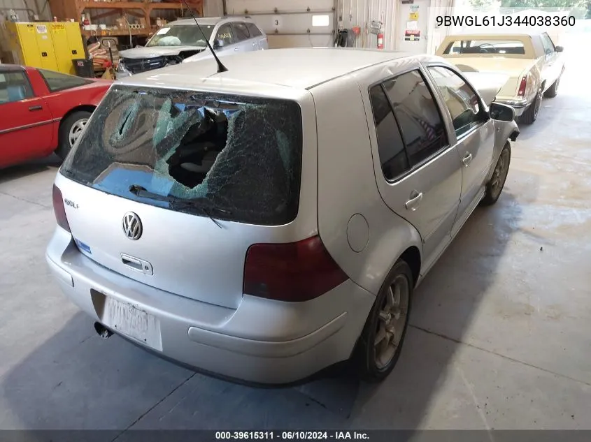 2004 Volkswagen Golf Gls 2.0L VIN: 9BWGL61J344038360 Lot: 39615311