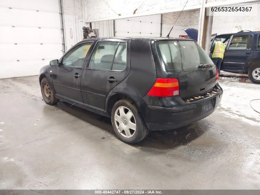 2004 Volkswagen Golf Gl 2.0L VIN: 626532654367 Lot: 40442747