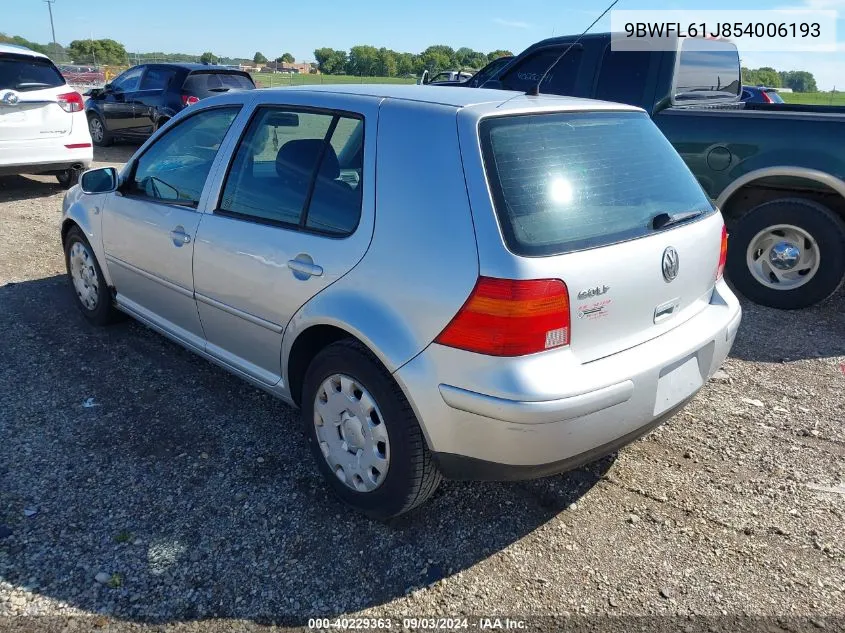 2005 Volkswagen Golf Gl 2.0L VIN: 9BWFL61J854006193 Lot: 40229363