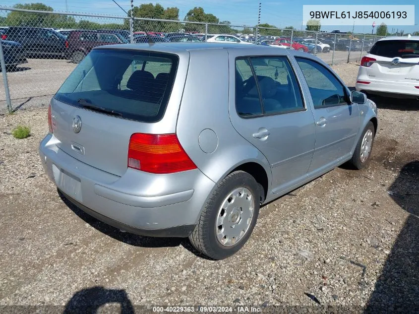 2005 Volkswagen Golf Gl 2.0L VIN: 9BWFL61J854006193 Lot: 40229363