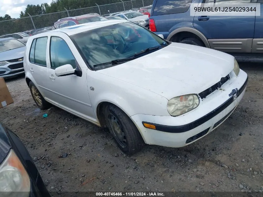 2005 Volkswagen Golf Gls 2.0L VIN: 9BWGL61J254029344 Lot: 40745466