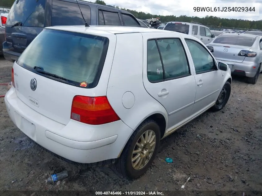 2005 Volkswagen Golf Gls 2.0L VIN: 9BWGL61J254029344 Lot: 40745466