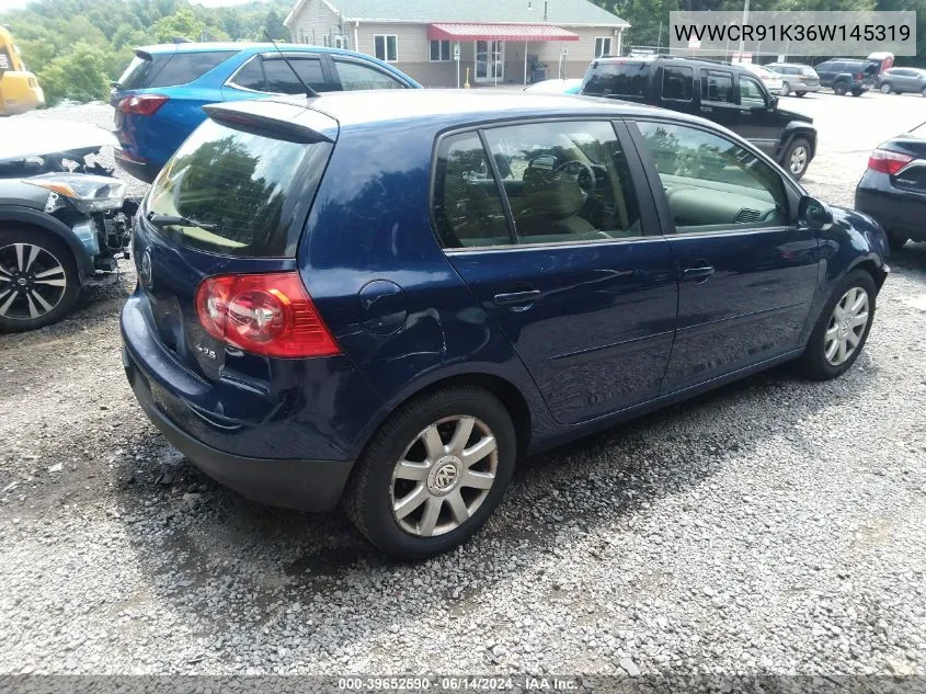 2006 Volkswagen Rabbit 4-Door VIN: WVWCR91K36W145319 Lot: 39652590