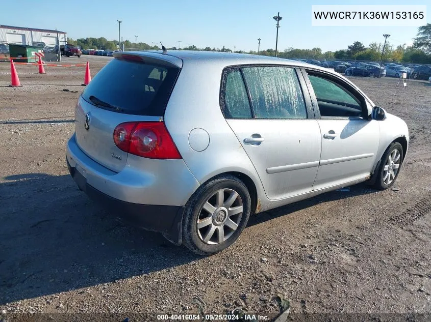 2006 Volkswagen Rabbit 4-Door VIN: WVWCR71K36W153165 Lot: 40416054