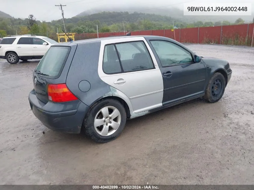 2006 Volkswagen Golf Gls 2.0L VIN: 9BWGL61J964002448 Lot: 40482899