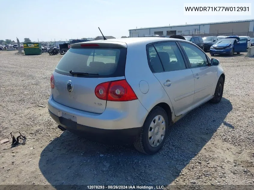 WVWDR71K77W012931 2007 Volkswagen Rabbit