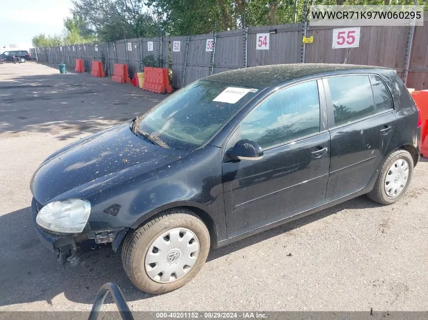 2007 Volkswagen Rabbit 4-Door VIN: WVWCR71K97W060295 Lot: 40201152