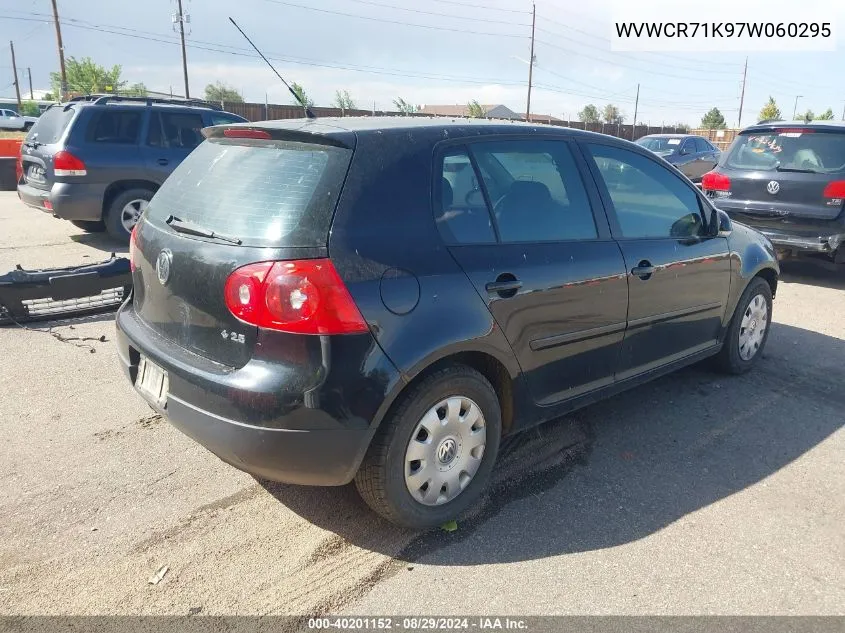 2007 Volkswagen Rabbit 4-Door VIN: WVWCR71K97W060295 Lot: 40201152