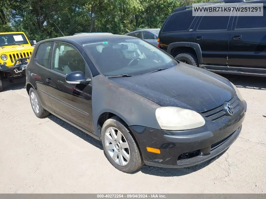 2007 Volkswagen Rabbit 2-Door VIN: WVWBR71K97W251291 Lot: 40272254