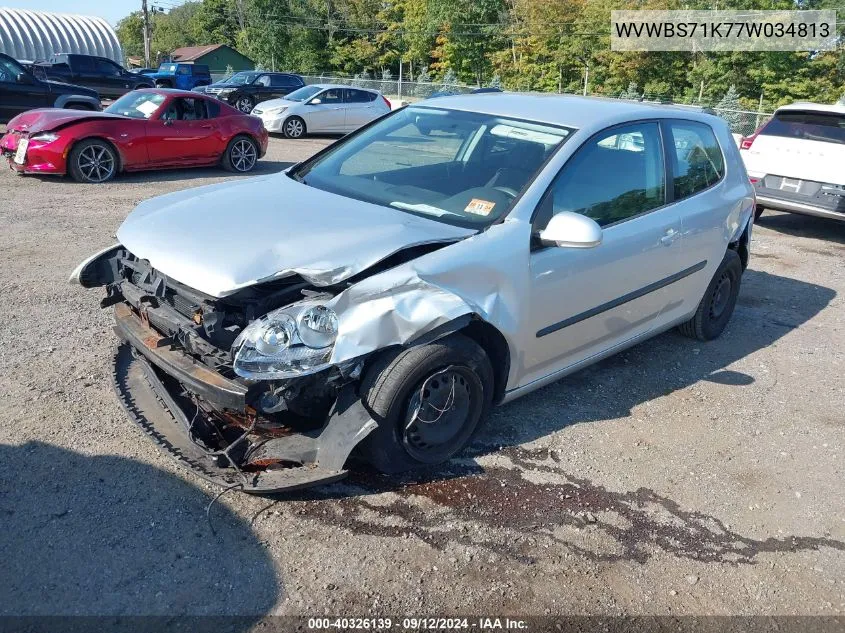 2007 Volkswagen Rabbit 2-Door VIN: WVWBS71K77W034813 Lot: 40326139