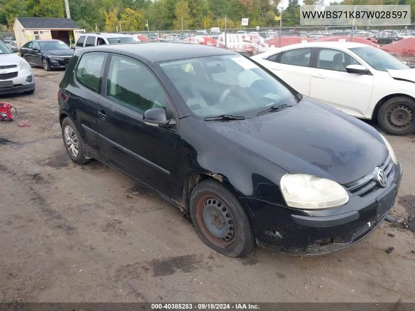 WVWBS71K87W028597 2007 Volkswagen Rabbit 2-Door