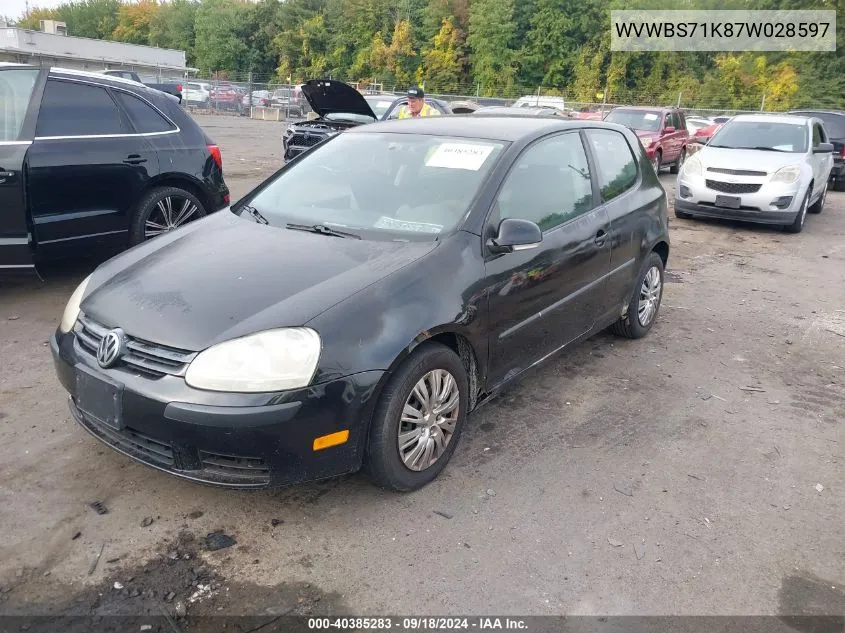 WVWBS71K87W028597 2007 Volkswagen Rabbit 2-Door