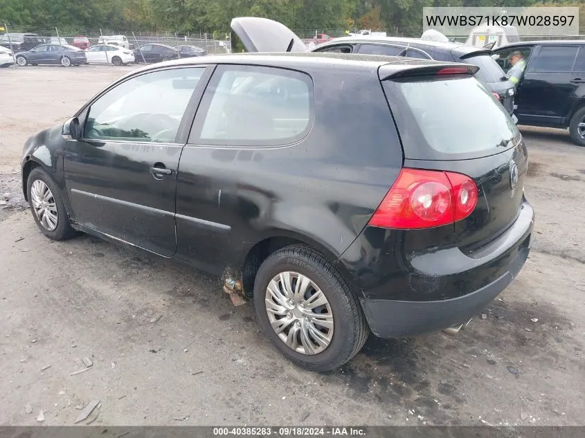 WVWBS71K87W028597 2007 Volkswagen Rabbit 2-Door