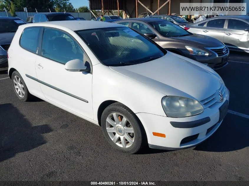 2007 Volkswagen Rabbit 2-Door VIN: WVWBR71K77W050652 Lot: 40490261