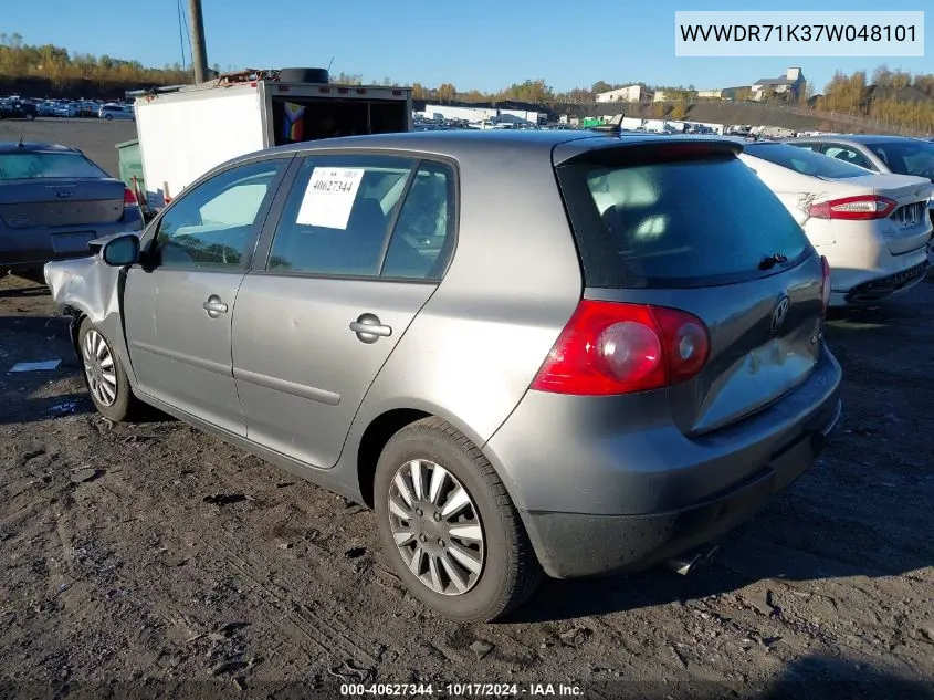 2007 Volkswagen Rabbit VIN: WVWDR71K37W048101 Lot: 40627344