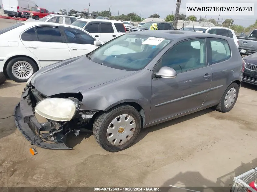 WVWBS71K07W126748 2007 Volkswagen Rabbit