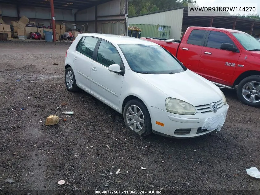 2007 Volkswagen Rabbit VIN: WVWDR91K87W144270 Lot: 40777567