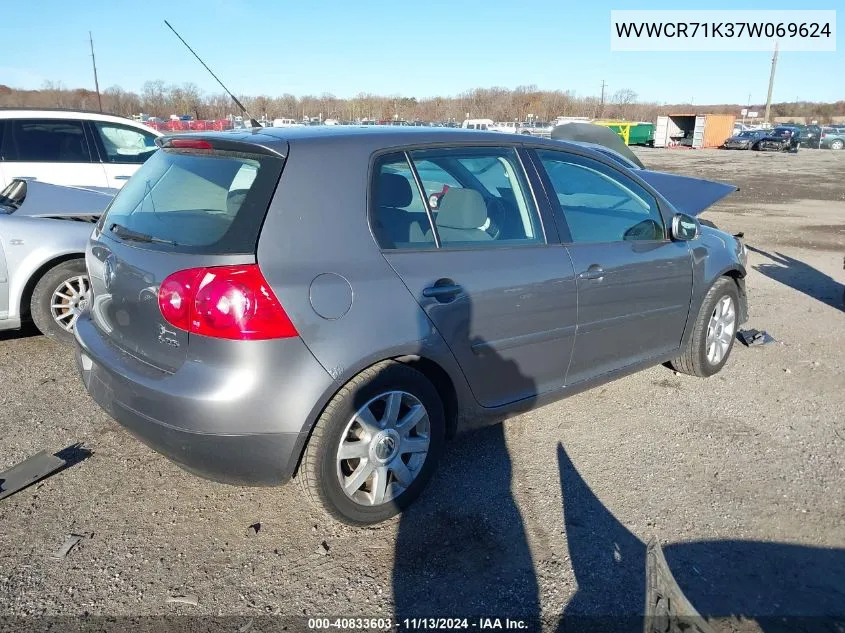 2007 Volkswagen Rabbit 4-Door VIN: WVWCR71K37W069624 Lot: 40833603