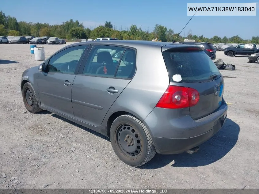 WVWDA71K38W183040 2008 Volkswagen Rabbit