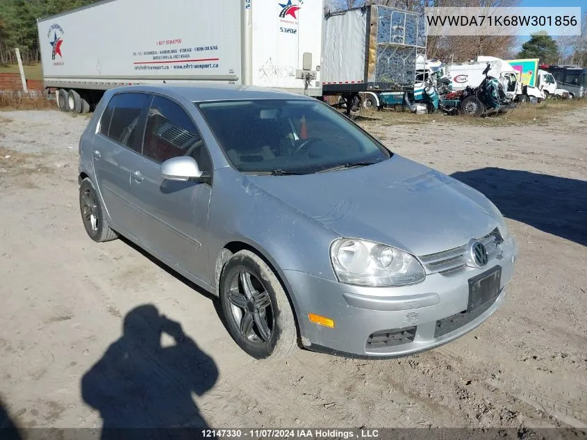 2008 Volkswagen Rabbit VIN: WVWDA71K68W301856 Lot: 12147330