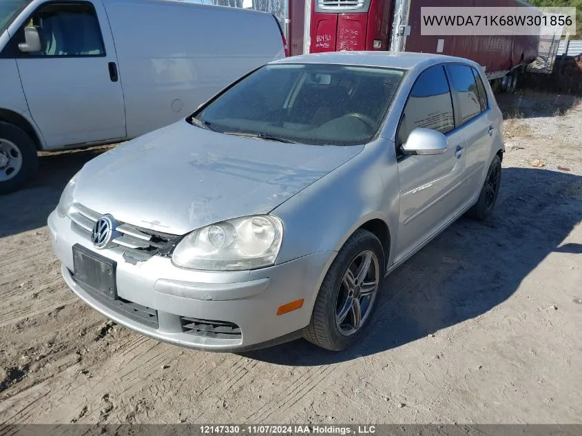 2008 Volkswagen Rabbit VIN: WVWDA71K68W301856 Lot: 12147330