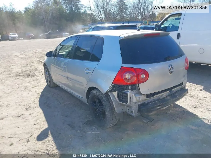 2008 Volkswagen Rabbit VIN: WVWDA71K68W301856 Lot: 12147330