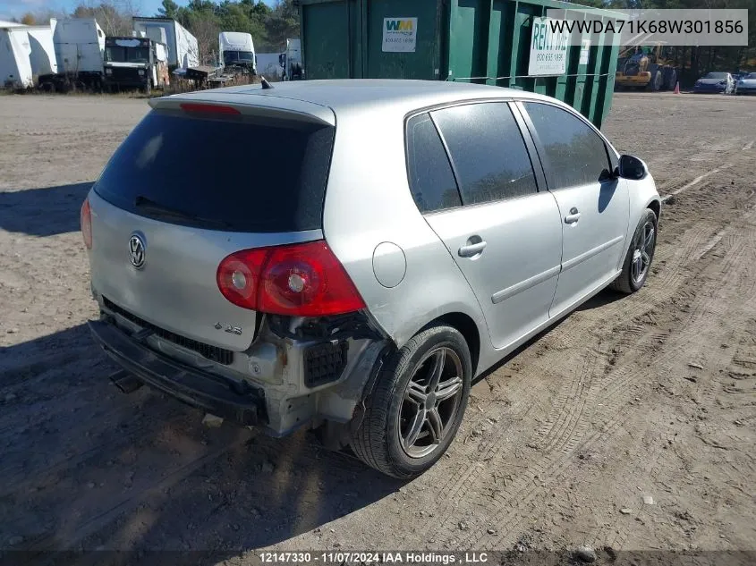 2008 Volkswagen Rabbit VIN: WVWDA71K68W301856 Lot: 12147330