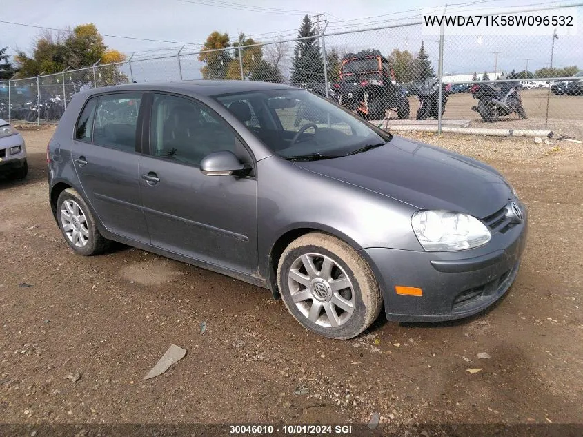 2008 Volkswagen Rabbit VIN: WVWDA71K58W096532 Lot: 30046010