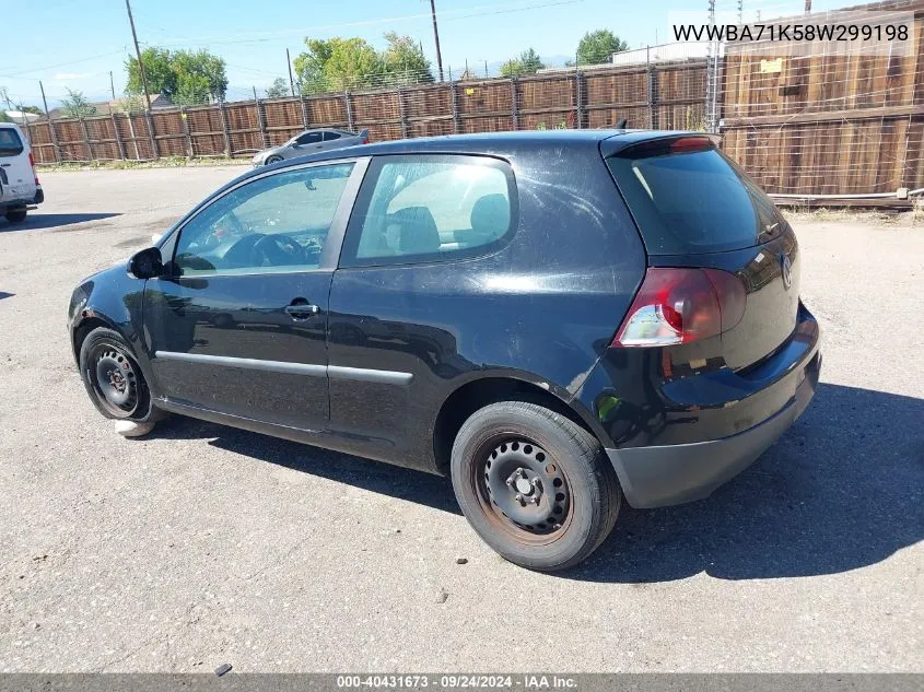 2008 Volkswagen Rabbit S VIN: WVWBA71K58W299198 Lot: 40431673