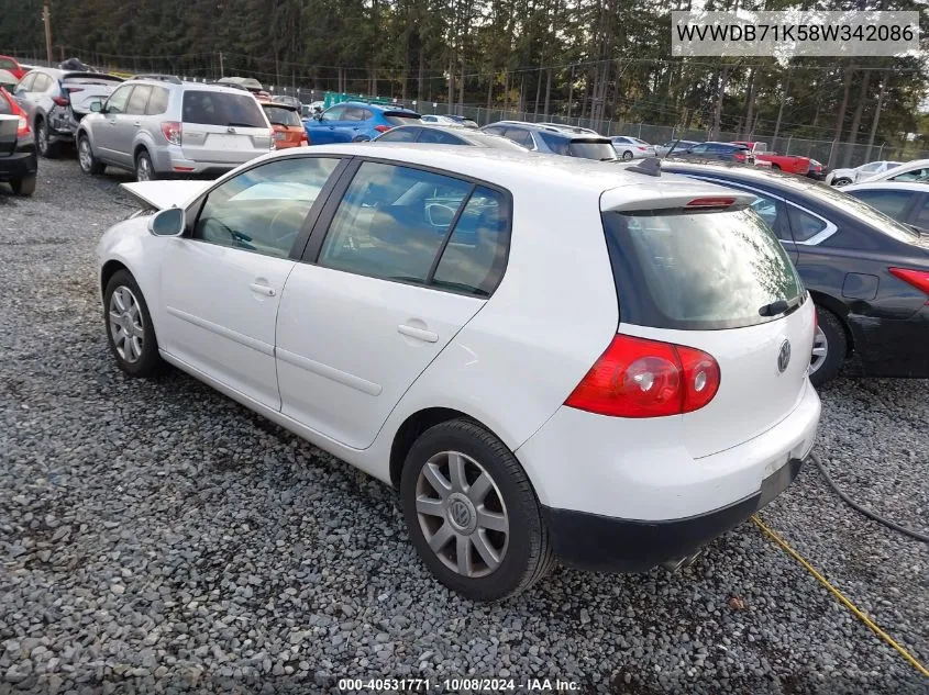 WVWDB71K58W342086 2008 Volkswagen Rabbit S