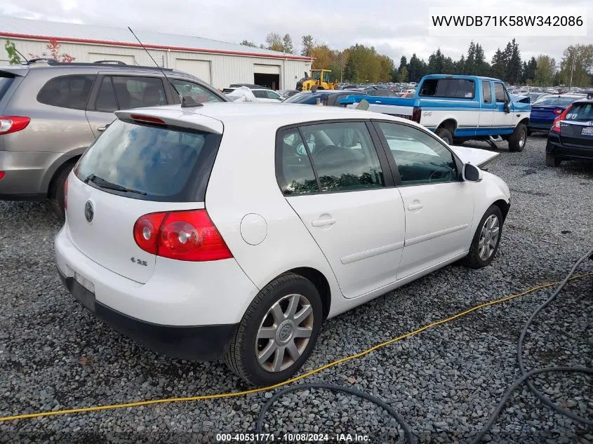 WVWDB71K58W342086 2008 Volkswagen Rabbit S