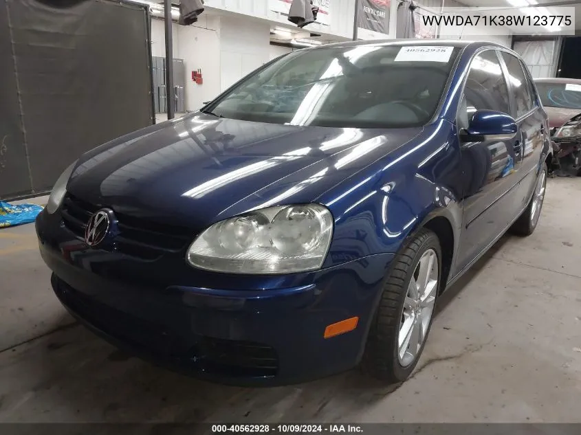 2008 Volkswagen Rabbit VIN: WVWDA71K38W123775 Lot: 40562928