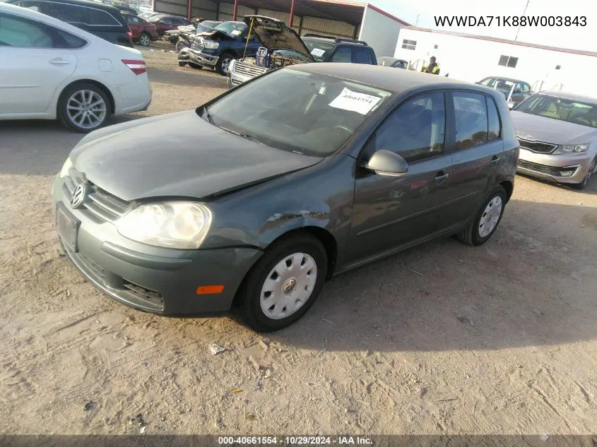 2008 Volkswagen Rabbit S VIN: WVWDA71K88W003843 Lot: 40661554