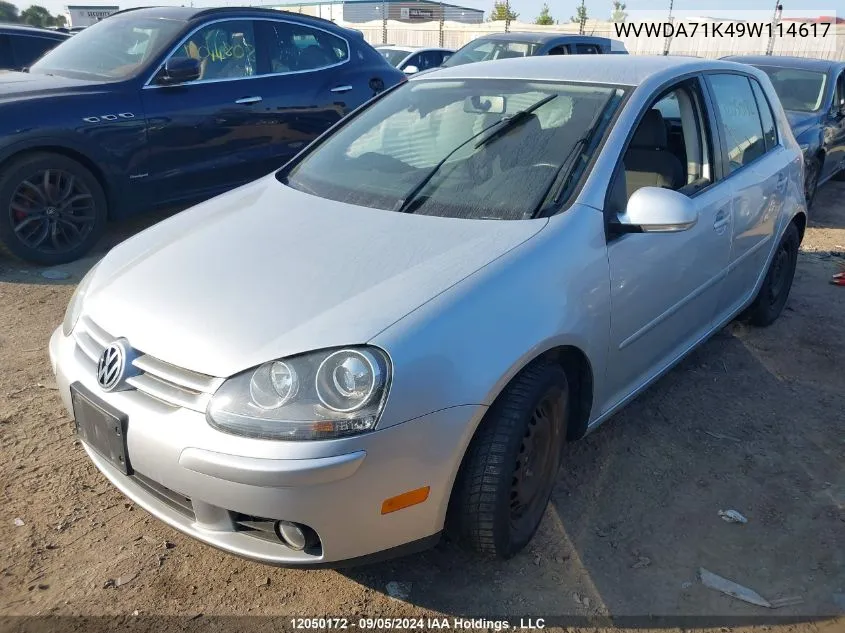 2009 Volkswagen Rabbit VIN: WVWDA71K49W114617 Lot: 12050172