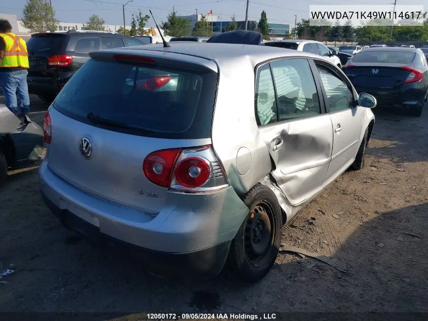 2009 Volkswagen Rabbit VIN: WVWDA71K49W114617 Lot: 12050172