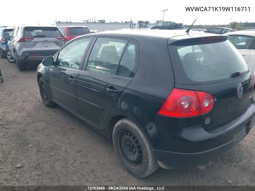 WVWCA71K19W116711 2009 Volkswagen Rabbit