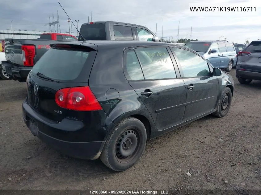 WVWCA71K19W116711 2009 Volkswagen Rabbit