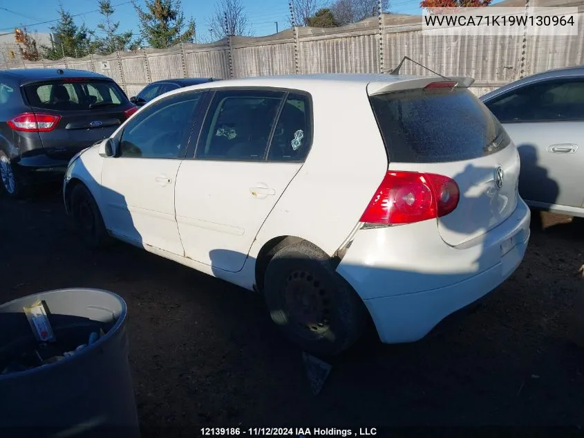 2009 Volkswagen Rabbit VIN: WVWCA71K19W130964 Lot: 12139186