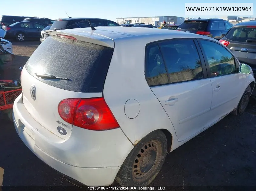 2009 Volkswagen Rabbit VIN: WVWCA71K19W130964 Lot: 12139186