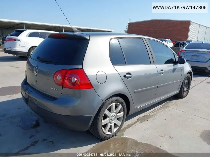 2009 Volkswagen Rabbit S VIN: WVWDA71K79W147806 Lot: 40024788