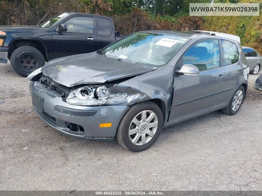 2009 Volkswagen Rabbit S VIN: WVWBA71K59W028398 Lot: 40423222