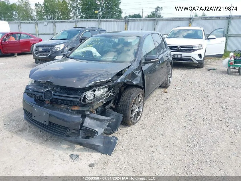 2010 Volkswagen Golf VIN: WVWCA7AJ2AW219874 Lot: 12059350