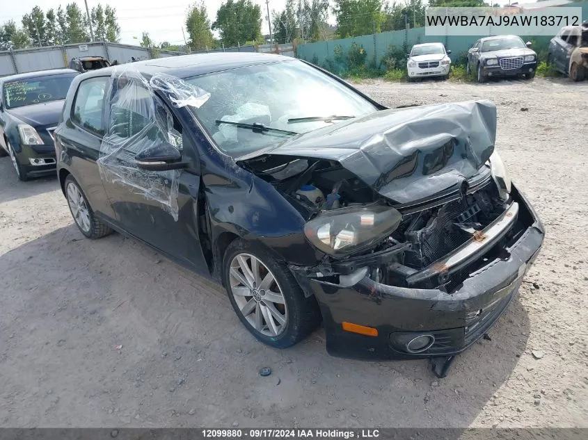 WVWBA7AJ9AW183712 2010 Volkswagen Golf