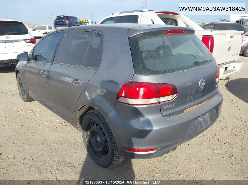 WVWNM9AJ3AW318425 2010 Volkswagen Golf